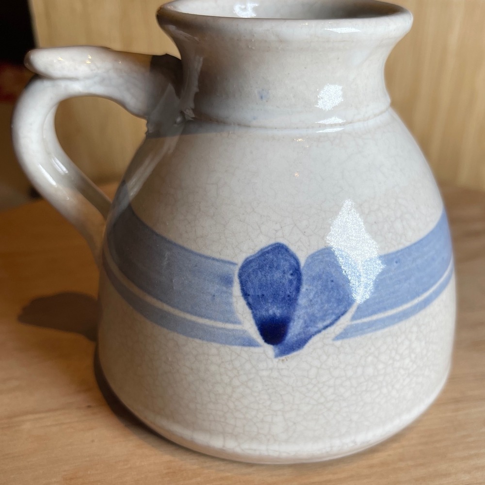 Vintage‎ Studio Pottery No Spill Travel Mug Blue Heart Design - Picture 3 of 7